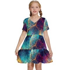 Abstract Galactic Wallpaper Kids  Short Sleeve Tiered Mini Dress by Ravend
