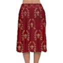 Golden bees red sky Velvet Flared Midi Skirt View2