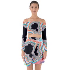 Fractal Abstract Background Off Shoulder Top With Skirt Set by Wegoenart