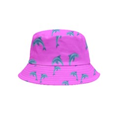 Pink And Blue, Cute Dolphins Pattern, Animals Theme Inside Out Bucket Hat (kids) by Casemiro