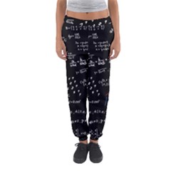 Black Background Text Overlay  Mathematics Formula Women s Jogger Sweatpants by danenraven