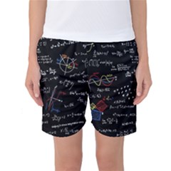 Black Background Text Overlay  Mathematics Formula Women s Basketball Shorts by danenraven