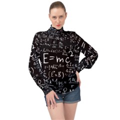 Science Einstein Formula Mathematics Physics High Neck Long Sleeve Chiffon Top by danenraven