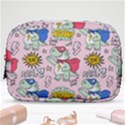 Seamless Pattern With Many Funny Cute Superhero Dinosaurs T-rex Mask Cloak With Comics Style Make Up Pouch (Small) View1