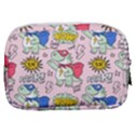Seamless Pattern With Many Funny Cute Superhero Dinosaurs T-rex Mask Cloak With Comics Style Make Up Pouch (Small) View2