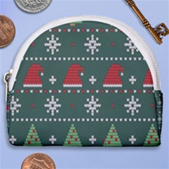 Beautiful Knitted Christmas Xmas Pattern Horseshoe Style Canvas Pouch by Jancukart