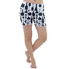 Wine Pattern Black White Lightweight Velour Yoga Shorts by Jancukart