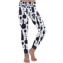 Wine Pattern Black White Kids  Lightweight Velour Classic Yoga Leggings by Jancukart