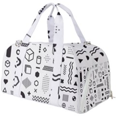 Pattern Hipster Abstract Form Geometric Line Variety Shapes Polka Dots Fashion Style Seamless Burner Gym Duffel Bag by Jancukart