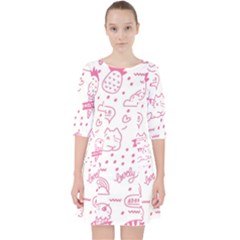 Cute-girly-seamless-pattern Quarter Sleeve Pocket Dress by Jancukart