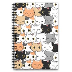 Cute-cat-kitten-cartoon-doodle-seamless-pattern 5 5  X 8 5  Notebook by Jancukart