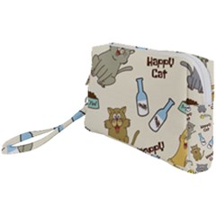 Happy-cats-pattern-background Wristlet Pouch Bag (small) by Jancukart