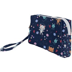 Cute-astronaut-cat-with-star-galaxy-elements-seamless-pattern Wristlet Pouch Bag (small) by Jancukart