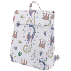 Seamless-pattern-cute-unicorn-cartoon-hand-drawn Flap Top Backpack by Jancukart