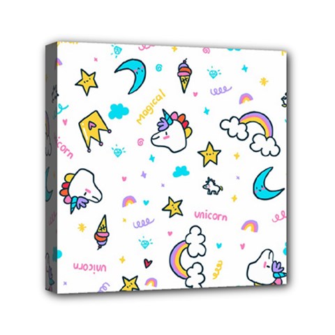Unicorns-rainbows-seamless-pattern Mini Canvas 6  X 6  (stretched) by Jancukart