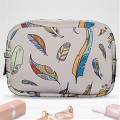 Vector-boho-doodle-feathers-seamless-pattern-illustration Make Up Pouch (small) by Jancukart