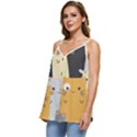 Seamless Pattern Cute Cat Cartoons Casual Spaghetti Strap Chiffon Top View2