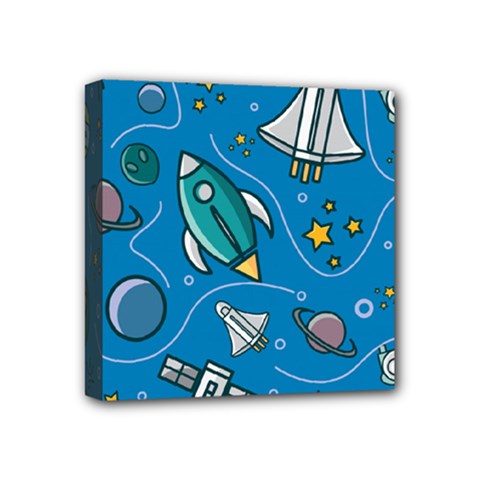 Rocket Ship Space Seamless Pattern Mini Canvas 4  X 4  (stretched) by Wegoenart