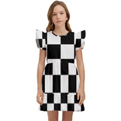 Chess Board Background Design Kids  Winged Sleeve Dress by Wegoenart