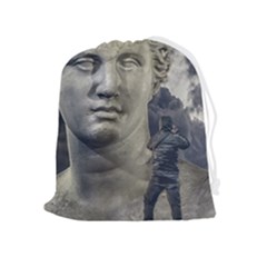 Men Taking Photos Of Greek Goddess Drawstring Pouch (xl) by dflcprintsclothing