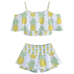 Pineapple Glitter Kids  Off Shoulder Skirt Bikini by ConteMonfrey