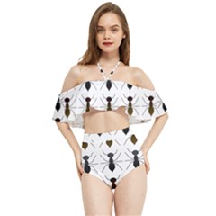 Ants Insect Pattern Cartoon Ant Animal Halter Flowy Bikini Set  by Ravend