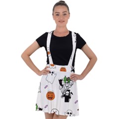 Halloween Jack O Lantern Vector Velvet Suspender Skater Skirt by Ravend