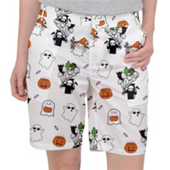 Halloween Jack O Lantern Vector Pocket Shorts by Ravend
