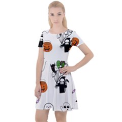 Halloween Jack O Lantern Vector Cap Sleeve Velour Dress  by Ravend