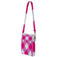 Pink And White Diagonal Plaids Multi Function Travel Bag by ConteMonfrey