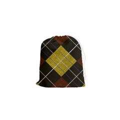 Modern Yellow Golden Plaid Drawstring Pouch (xs) by ConteMonfrey