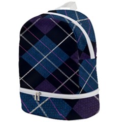 Modern Blue Plaid Zip Bottom Backpack by ConteMonfrey