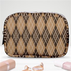 Coffee Diagonal Plaids Make Up Pouch (small) by ConteMonfrey