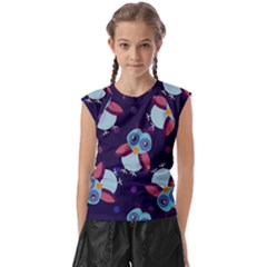 Owl Pattern Background Kids  Raglan Cap Sleeve Tee by Wegoenart