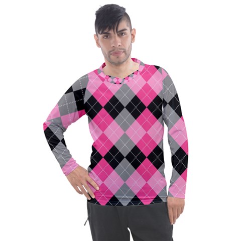 Seamless Argyle Pattern Men s Pique Long Sleeve Tee by Wegoenart