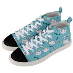 Elegant Swan Pattern Design Men s Mid-top Canvas Sneakers by Wegoenart