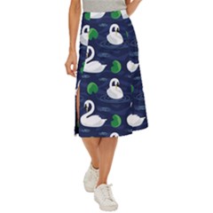 Swan Pattern Elegant Design Midi Panel Skirt by Wegoenart