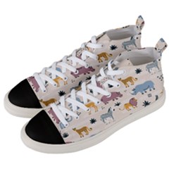 Wild-animals-seamless-pattern Men s Mid-top Canvas Sneakers by Wegoenart