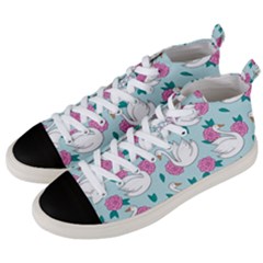 Classy Swan Pattern Men s Mid-top Canvas Sneakers by Wegoenart