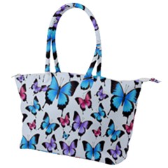 Decorative-festive-trendy-colorful-butterflies-seamless-pattern-vector-illustration Canvas Shoulder Bag by Wegoenart