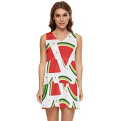 Watermelon Cuties White Tiered Sleeveless Mini Dress by ConteMonfrey