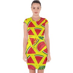Yellow Watermelon   Capsleeve Drawstring Dress  by ConteMonfrey