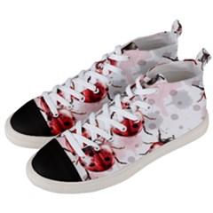 Ladybugs-pattern-texture-watercolor Men s Mid-top Canvas Sneakers by Wegoenart