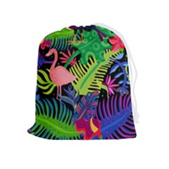 Tropical-exotic-colors-seamless-pattern Drawstring Pouch (xl) by Wegoenart