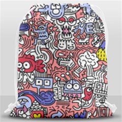 Hand-drawn-vector-illustration-doodle-funny-world-illustrator-line-tools-drawing-flat-design Drawstring Bag (large) by Wegoenart
