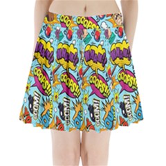Comic Elements Colorful Seamless Pattern Pleated Mini Skirt by Wegoenart