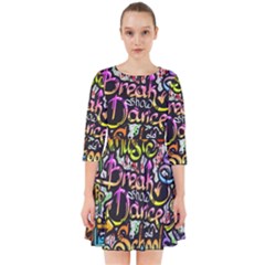 Graffiti Word Seamless Pattern Smock Dress by Wegoenart