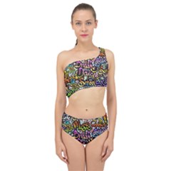 Graffiti Word Seamless Pattern Spliced Up Two Piece Swimsuit by Wegoenart