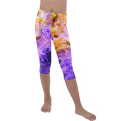 Conceptual Abstract Painting Acrylic Kids  Lightweight Velour Capri Leggings  by Ravend