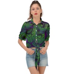 Abstract Fractal Art Pattern Tie Front Shirt  by Ravend